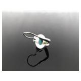 .925 Sterling Silver Turquoise Cabochon Hinged Hook Earrings