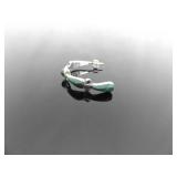 .925 Sterling Silver Malachite Cabochon 3/4 Hoop Post Earrings