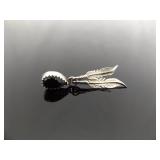 .925 Sterling Silver Native Black Onyx Cabochon Dangle Feather Post Earrings