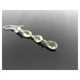 .925 Sterling Silver Peridot Crystal Dangle Hook Earrings
