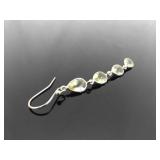 .925 Sterling Silver Peridot Crystal Dangle Hook Earrings