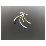 .925 Sterling Silver As New Duo Toned Styled Dangle Hook Earrings