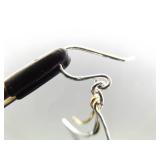 .925 Sterling Silver As New Duo Toned Styled Dangle Hook Earrings