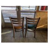 (2) COMMERCIAL DINING CHAIRS (GREEN & TAN)