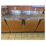 DUKES COMMERCIAL STAINLESS STEEL PREP TABLE WITH CABINETS (DOUBLE DOOR)
