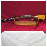Taylors and Company Cowboy 1873 Winchester RACE Gun, .357 Magnum, Pioneer Action Job Stage 3 Octagon Barrel Rifle, Case Hardening and Leather Attributes