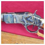Taylors and Company Cowboy 1873 Winchester RACE Gun, .357 Magnum, Pioneer Action Job Stage 3 Octagon Barrel Rifle, Case Hardening and Leather Attributes