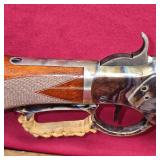 Taylors and Company Cowboy 1873 Winchester RACE Gun, .357 Magnum, Pioneer Action Job Stage 3 Octagon Barrel Rifle, Case Hardening and Leather Attributes