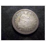 1853 Seated Liberty Quarter Dollar With Arrows & Rays