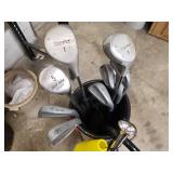Set of golf clubs with Irons and woods also funny cane with horn, Ice Cube 60 qrt cooler