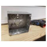 Metal Electrical junction Boxes And a Thomas & Bets Pvc coated conduit Eys sealing fitting