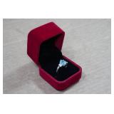 Silver Tone Ring with Blue Stone - Size 7