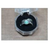 Silver Tone Necklace and Rings with Turquoise Stones