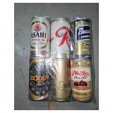 6 beer cans, vintage