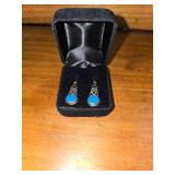 Stearling Silver with turquoise gems, dangle earrings