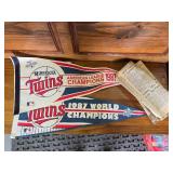 1987 MN Twins World Series banner and newspaper