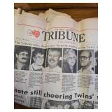 1987 MN Twins World Series banner and newspaper