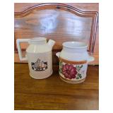 Vintage Ceramic pitcher with chicken and a pitcher with kitchen measurements