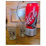 Spinning coke lot with 2 coke glasses