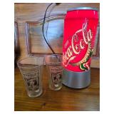 Spinning coke lot with 2 coke glasses