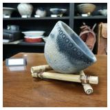 Lynn Emery Roku Fired small bowl with ornate texture pattern  Over 4.5 inches Wide and 4 inches tall.