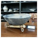 Lynn Emery Roku Fired Pottery  coil fabrication - 7 inches Wide by 3 inches tall.