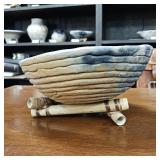 Lynn Emery Roku Fired Pottery  coil fabrication - 7 inches Wide by 3 inches tall.