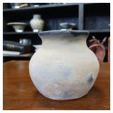 Lynn Emery Roku Fired Pottery  - vase with two natural tones - 3 inches Wide at brim and 4 inches tall.