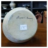 Lynn Emery Roku Fired Pottery  - vase with two natural tones - 3 inches Wide at brim and 4 inches tall.