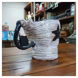 Coil Pottery Pitcher with Star  Handcrafted  6 inches wide and 7 inches tall