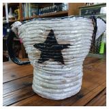 Coil Pottery Pitcher with Star  Handcrafted  6 inches wide and 7 inches tall