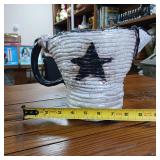 Coil Pottery Pitcher with Star  Handcrafted  6 inches wide and 7 inches tall