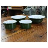 Set of Hall Brand sauce cups and bowls  from 3 to 5 inch diameter  four piece set