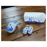 Delft Blue  Made in Holland -  Butter Dish and finger clogs with vintage ashtray  Volendam -