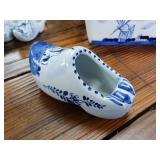 Delft Blue  Made in Holland -  Butter Dish and finger clogs with vintage ashtray  Volendam -