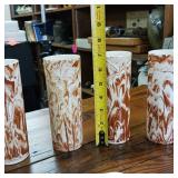 Hand made in Alaska by Kate - Swirl Marble Brown White  Outdoors Cabin Decor  no chips or cracks! Cups are 7 inches tall, plate is 6 inches square