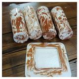Hand made in Alaska by Kate - Swirl Marble Brown White  Outdoors Cabin Decor  no chips or cracks! Cups are 7 inches tall, plate is 6 inches square