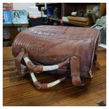 New  Antler Handled Wayne West Hand Crafted Heavy Duty Thick Leather Travel Bag  Letter stamped with Dalles 1889 - Omaha  Girls  Food  Donner  - Denver  and more!