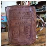 New  Antler Handled Wayne West Hand Crafted Heavy Duty Thick Leather Travel Bag  Letter stamped with Dalles 1889 - Omaha  Girls  Food  Donner  - Denver  and more!