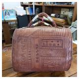 New  Antler Handled Wayne West Hand Crafted Heavy Duty Thick Leather Travel Bag  Letter stamped with Dalles 1889 - Omaha  Girls  Food  Donner  - Denver  and more!