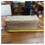 Cartouches 7.9mm  Vintage Wooden Ammo Box  900  leather hinges, rope handles  Heavy Duty  9.5 x 8 inches