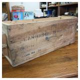 Cartouches 7.9mm  Vintage Wooden Ammo Box  900  leather hinges, rope handles  Heavy Duty  9.5 x 8 inches