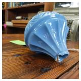Hawkeye Blue Milk Glass Lightning Rod Ball  Early 1900s  5 x 4.5 inches