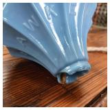 Hawkeye Blue Milk Glass Lightning Rod Ball  Early 1900s  5 x 4.5 inches