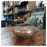 Vintage Copper Plated  Wood Handle  Tea Pot