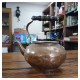 Vintage Copper Plated  Wood Handle  Tea Pot