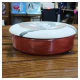 Things to Treasure Glazed Hand Painted Porcelain Southwest Motif  dish with cover  9 inches in diameter