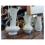 Pearl Brand China Co. Hand decorated Made in USA  22 Carat Gold Plated trim  3 pc lot  Gorgeous opalescence