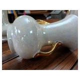 Pearl Brand China Co. Hand decorated Made in USA  22 Carat Gold Plated trim  3 pc lot  Gorgeous opalescence