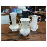 Pearl Brand China Co. Hand decorated Made in USA  22 Carat Gold Plated trim  3 pc lot  Gorgeous opalescence